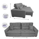 Ver imagem 2 de Sofá 2,52M Retrátil e Reclinável com Molas Cama Inbox Confort Tecido Suede Velusoft Cinza