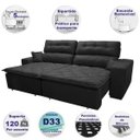 Ver imagem 3 de Sofá 2.52M Retrátil e Reclinável com Molas Cama Inbox Confort Tecido Suede Velusoft Preto