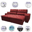 Ver imagem 3 de Sofá 2.52M Retrátil e Reclinável com Molas Cama Inbox Confort Tecido Suede Velusoft Vermelho