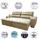 Ver imagem 3 de Sofá 2,72M Retrátil e Reclinável com Molas Cama Inbox Confort Tecido Suede Velusoft Bege