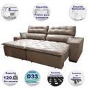 Ver imagem 3 de Sofá 2,72M Retrátil e Reclinável com Molas Cama Inbox Confort Tecido Suede Velusoft Castor