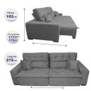 Ver imagem 2 de Sofá 2,72M Retrátil e Reclinável com Molas Cama Inbox Confort Tecido Suede Velusoft Cinza