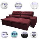 Ver imagem 3 de Sofá 2,72M Retrátil e Reclinável com Molas Cama Inbox Confort Tecido Suede Velusoft Vinho