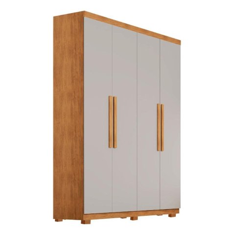 Guarda-Roupa Solteiro 100% MDF 4 Portas e 2 Gavetas com Pés Multimóveis CR35505 Madeirado/Off