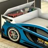 Cama Carro Infantil Menina Menino Branco Com Baú para Brinquedos Moveis House Azul - 4
