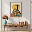 Ver imagem 3 de Quadro Canvas Arte Rio Cristo e Favela 70x50cm Mold Branca