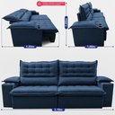 Ver imagem 3 de Sofá Retrátil e Reclinável 3,10m Molas Ensacadas Dream Velusoft Azul Cama Inbox
