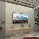 Ver imagem 1 de Painel para Tv até 85 Polegadas Garcia 1 Prateleira 100% Mdf com Led Off White - Pnr Móveis