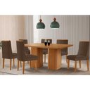 Ver imagem 1 de Sala Jantar Mesa Maldivas Tampo Curvo 180cm+6 Cadeiras Dakota Madeira Naturale - Capuccino/suede