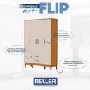 Ver imagem 2 de Quarto de Bebê Flip Guarda Roupa 4p Areia Acetinado Savana com Colchão Gazin - Reller