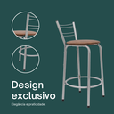 Ver imagem 4 de Kit 2 Banquetas para Balcão Flórida Prata 60cm Cozinha Gourmet Bistrô Bancada Piscina Área de Lazer