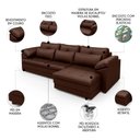 Ver imagem 4 de Sofá Retrátil 4 Lugares para Sala 332cm Dijon Couro Caramelo S07 - Mpozenato