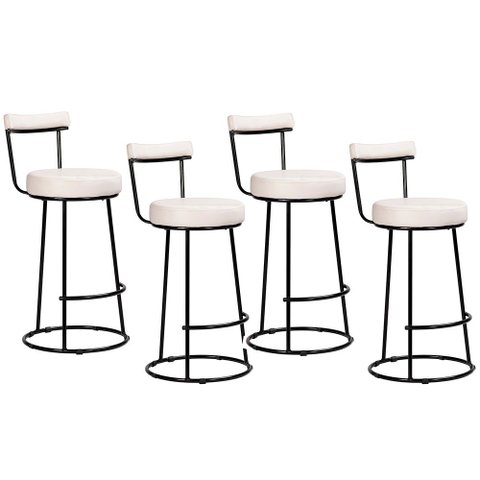 Kit 04 Banquetas Alta para Cozinha Área Gourmet Miami Couríssimo Branco - Desk Design