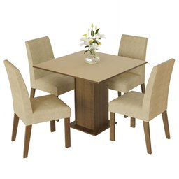 Conjunto Sala de Jantar Mesa Tampo de Madeira 4 Cadeiras Talita Madesa - 3