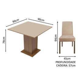 Conjunto Sala de Jantar Mesa Tampo de Madeira 4 Cadeiras Talita Madesa - 5