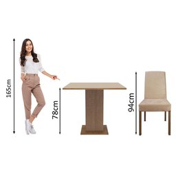 Conjunto Sala de Jantar Mesa Tampo de Madeira 4 Cadeiras Talita Madesa - 6
