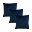 Ver imagem 1 de Kit 3 Capas para Almofada Drapeada Veludo Quadrada Várias Cores Cor:azul Marinho