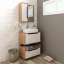 Ver imagem 1 de Kit Banheiro Modulado com Espelho Cuba e Gaveteiro Amêndoa Branco Tecno Mobili