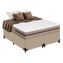 Ver imagem 1 de Cama Box King Bipartido Sintético + Colchão Molas Ensacadas Royal Sleep Bioclassic 193cm Cor:Bege