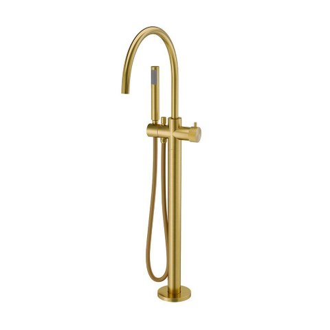 Misturador Monocomando de Piso para Banheira Docol Mix&match 90015942072 com Ducha Ouro Escovado