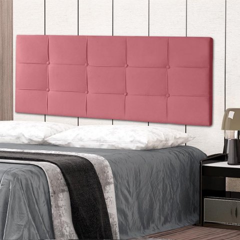 Cabeceira Painel Queen 1,60m Roma Suede Rosa Sky Mobile