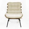 Poltrona Sala Estar Decorativa Costela de Adão com Puff Luxo:poltrona Costela Veludo Bege Claro - 9