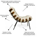 Ver imagem 6 de Poltrona Sala Estar Decorativa Costela de Adão com Puff Luxo:poltrona Costela Veludo Bege Claro