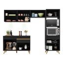 Ver imagem 6 de Armário de Cozinha Compacta 252cm com Leds Veneza Up Multimóveis V2018 Preto/Dourado