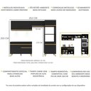 Ver imagem 4 de Armário de Cozinha Compacta 252cm com Leds Veneza Up Multimóveis V2018 Preto/Dourado