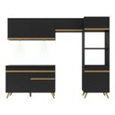 Ver imagem 7 de Armário de Cozinha Compacta 252cm com Leds Veneza Up Multimóveis V2018 Preto/Dourado