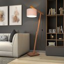 Ver imagem 1 de Abajur Luminária de Chão Aurora com Cúpula Base de Madeira - Bege