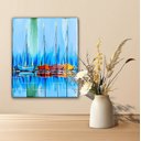 Ver imagem 1 de Mini Quadro Decorativo de Barcos Pintados a Mão em Acrílico Medindo 30x25cm