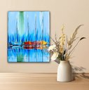 Ver imagem 1 de Mini Quadro Decorativo de Barcos Pintados a Mão em Acrílico Medindo 30x25cm