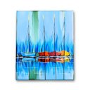 Ver imagem 2 de Mini Quadro Decorativo de Barcos Pintados a Mão em Acrílico Medindo 30x25cm