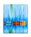 Ver imagem 2 de Mini Quadro Decorativo de Barcos Pintados a Mão em Acrílico Medindo 30x25cm