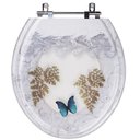 Ver imagem 1 de Assento Sanitário Tampa de Vaso Convencional Oval Branco Decorado com Borboleta - Borboleta Azul