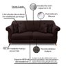 Sofá 3 Lugares Pé de Madeira Julieta 220 Cm Suede Café S04 - D'rossi - 5