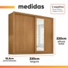 Guarda Roupas Casal Ripado com Espelho 2 Portas de Correr 4 Gavetas Trianon Madeirado Zanzini - 3