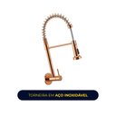 Ver imagem 2 de Torneira de Parede Cozinha Gourmet Pulverizador Flexível Aço Inox 304 Rose Gold Cromada Brinovar