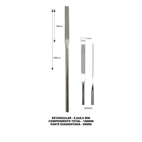 Lima Diamantada Individual Reta Retangular 140mm - #150 - 5,5x0,5mm