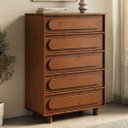 Ver imagem 2 de Cômoda Vertical Madeira 5 Gavetas Organizadora Alta 80 cm Castanho Dakin