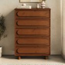 Ver imagem 1 de Cômoda Vertical Madeira 5 Gavetas Organizadora Alta 80 cm Castanho Dakin