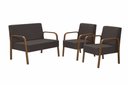 Ver imagem 1 de Conjunto Luna 1 Poltrona 2 Lugares e 2 poltronas de 1 lugar Braço Madeira D Salla Suede Marrom