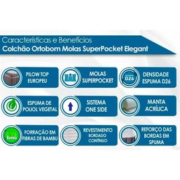 Colchão Casal Ortobom Molas Ensacadas SuperPocket Elegant OrtoPillow (138x188x28) -  - 3