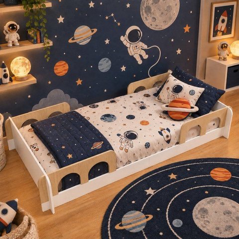Cama Infantil Montessoriana Solteiro Foguete
