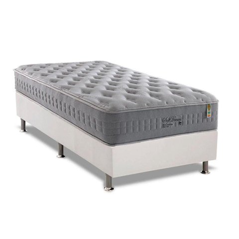 Cama Box Solteiro: Colchão Molas Ensacadas Anjos MasterPocket Soft Dream + Base CRC Courano White(