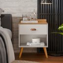 Ver imagem 7 de Mesa de Cabeceira Pérola New com Pés Estilo Retrô e Puxador Moderno para Quarto com 1 Gaveta - Br -