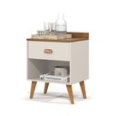Ver imagem 5 de Mesa de Cabeceira Pérola New com Pés Estilo Retrô e Puxador Moderno para Quarto com 1 Gaveta - Br -