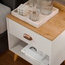 Ver imagem 4 de Mesa de Cabeceira Pérola New com Pés Estilo Retrô e Puxador Moderno para Quarto com 1 Gaveta - Br -