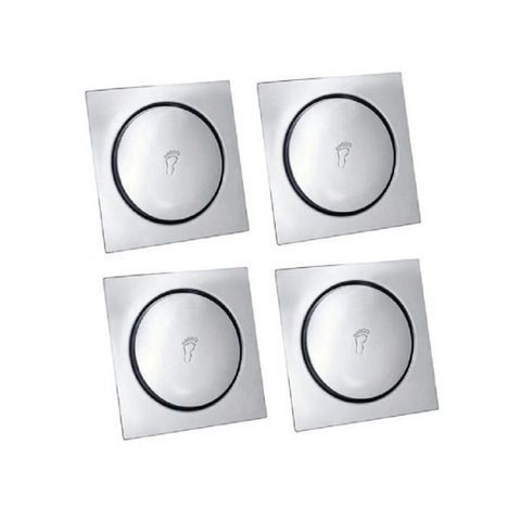 Kit Ralo Com Quatro Unid. Para Banheiro Inox Click 15x15 Cm